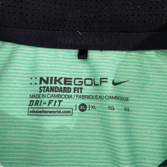Nike Golf Shirt Men’s XL Short Sleeve Polo Golfer Green Stripes - Picture 3 of 8